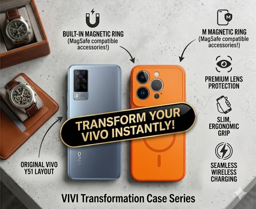 Luxury iPhone Style Transformation Case for Vivo Y51 & Y51 Pro (5G) - Vibrant Orange