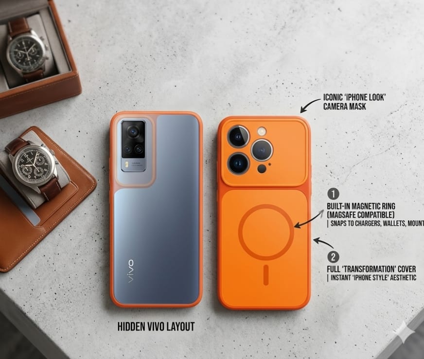 Luxury iPhone Style Transformation Case for Vivo Y51 & Y51 Pro (5G) - Vibrant Orange